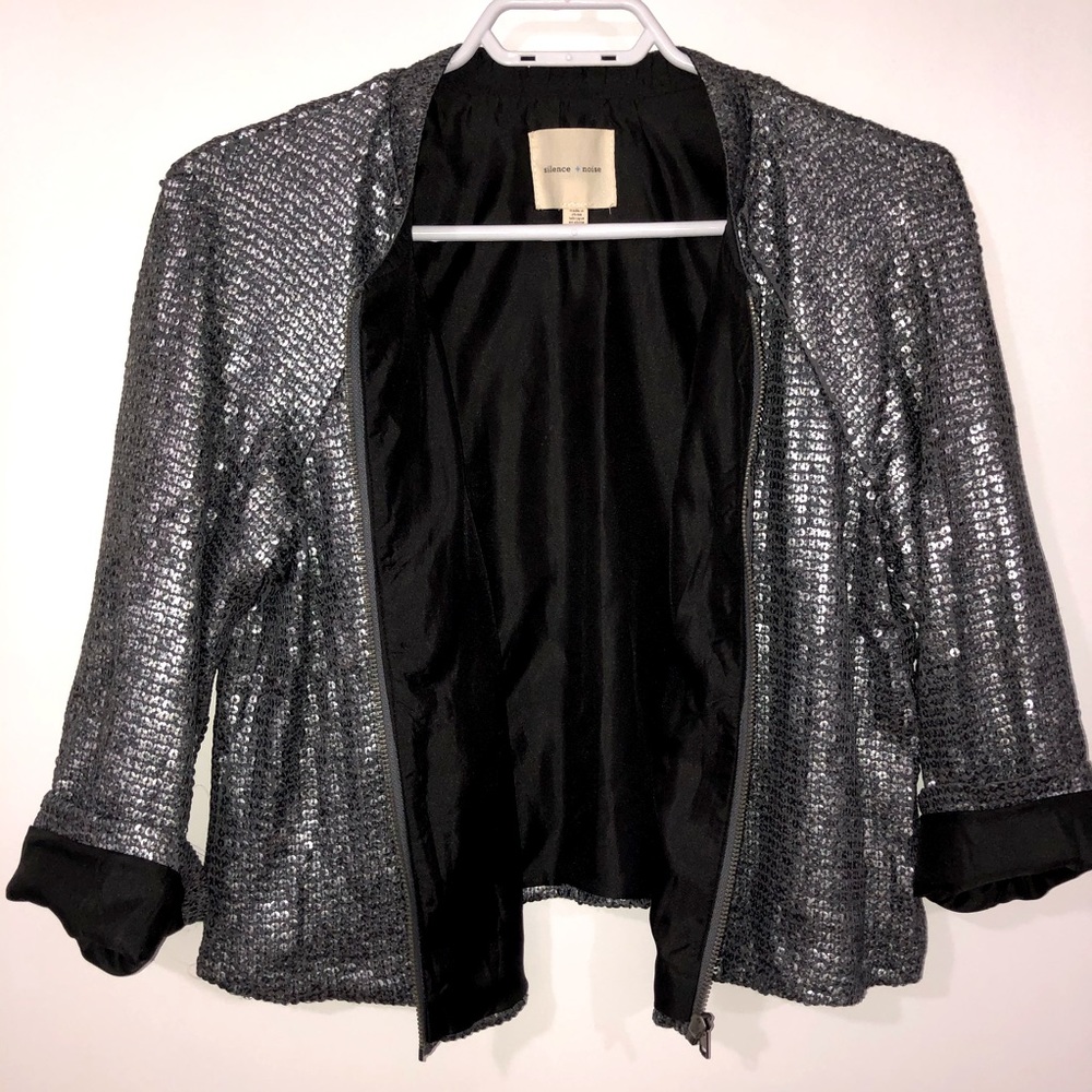 Silence & Noise Gunmetal Sequin jacket